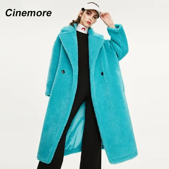 CINEMORE 2020 Zimné nový príchod kožušinový kabát ženy, nový módny štýl macko kabát voľné oblečenie, dlhé teplé zimné kabát K9063