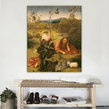 Citon Hieronymus Bosch《Svätého Jána Krstiteľa na Púšti》Plátno olejomaľba Umelecké dielo, Obraz na Stenu Pozadia Domáce Dekorácie
