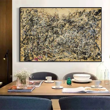 Citon Jackson Pollock《Číslo 1A, 1948》Plátno olejomaľba Sveta Slávne umelecké Diela Plagát, Obraz Moderné Nástenné Dekor Domáce Dekorácie