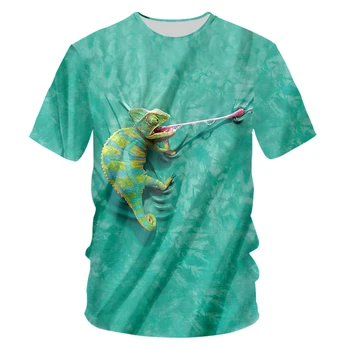 CJLM Cool tričko Fashion Mužov 3d Tričko Printed Legrační Chameleón Bežné Krátkym Rukávom Letné Topy Čaj, T Košele Muž Značka Oblečenia
