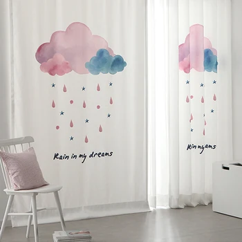 Cloud Moderné Deti Tieňovanie Opony bieleho tylu krátke tylu na windows izba záclony Dievča Spálňa Zatmenie Opony