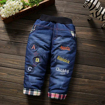 CNFSNJ 2018 jar zimné nové zahusťovanie chlapci dievčatá baby jeans teplé nohavice malé stredné deti umývanie džínsy Haren nohavice