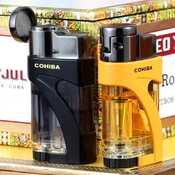 COHIBA Gadgets Cigaru Ľahšie Plastové Kovové Vetru 2 Jet Horák, Zapaľovače Cigariet Fajčenie Tabaku Príslušenstvo
