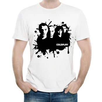 Coldplay T-Tričko Bielej Farby, Módne Mens Krátke Rukáv Coldplay Logo, Print T Shirt Topy Tees tričko Cool Muž Rock Štýl Oblečenie