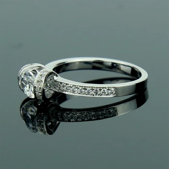 COLORFISH Klasický Okrúhly Rez 1 Karát Sona 925 Sterling Silver Zásnubný Prsteň pre Ženy Výročie Šperky