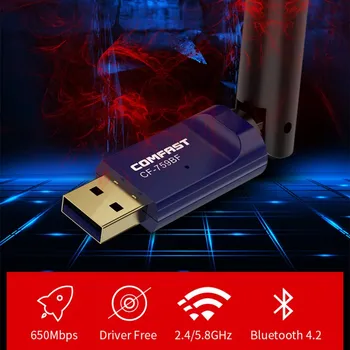 Comfast CF-759BF 5 ghz pripojenie 802.11 ac BT 4.2 zadarmo ovládač USB Wifi Adaptér 650Mbps Wi-Fi Ethernet Sieťová Karta Lan Modul Wi-fi Anténa