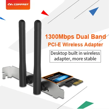COMFAST CF-WP1300 1300Mbps dual band PCI-E adaptéra bezdrôtového pripojenia 802.11 b/g/n Gigabit PCI Bezdrôtovej Sieťovej Karty s 2*3dBi anténa