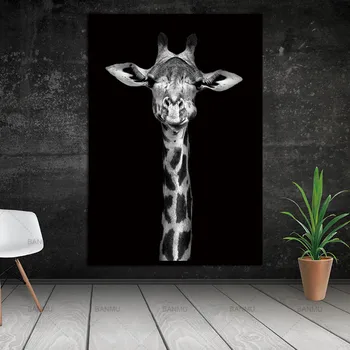 Conisi Moderné Zvieratá Wall Art Plátno na Maľovanie Zebra, Žirafa, Slon Tlač a Poster Domova Čiernej a Bielej Zvieratá Plagát