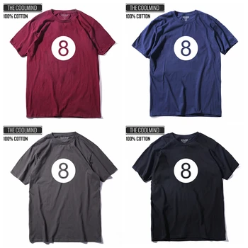 COOLMIND QI0131A bavlna voľné krátky rukáv 8 tlač mužov tričko príležitostné o-krku zábavné mužské tričko módne t-shirts