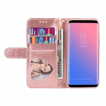 Coque Cover obal pre Samsung Galaxy S6 S7 S8 S9 Plus Okraj Poznámka 8 9 S9Plus S8Plus S Luxusný Lesk PU taška na Zips Flip Peňaženky