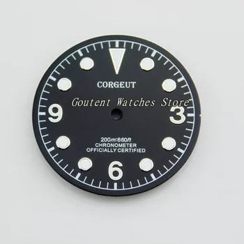 Corgeut 30.5 mm Black/Káva Dial Tváre Auta ETA 2824/2836 Miyota 8205/8215 Automatický Pohyb pánske Hodinky