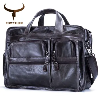 COWATHER 2019 vysokej kvality usne bežné tašky cez rameno, top cow originálne kožené pánske kabelky sac hlavný Q9913 doprava zadarmo