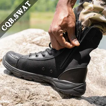 CQB.SWAT Priedušná Army Combat Pánske Topánky Čierne Plátno Vojenské Topánky gumy jediným Pevné Krajky-up, Topánky ZD-047 veľkosť 38-45
