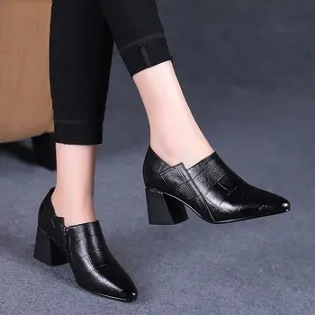 Cresfimix botas femininas ženy módne čierne špicaté prst námestie päty jeseň krátke topánky, lady bežné pohodlie jarné topánky a6036