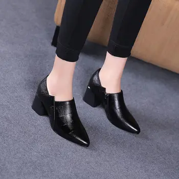 Cresfimix botas femininas ženy módne čierne špicaté prst námestie päty jeseň krátke topánky, lady bežné pohodlie jarné topánky a6036