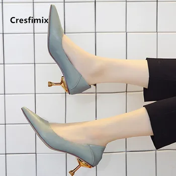 Cresfimix ženy mäkké lakovanej kože klasické vysoké podpätky dámy módne sladké čierne office vysokom podpätku topánky žena stiletto a5752b