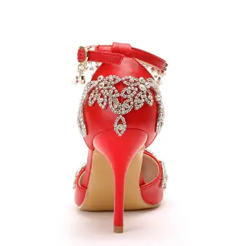 Crystal Kráľovná Nevesta Topánky Luxusný Dizajn Trblietavých Kryštálov Strapec Sandále Svadobné Party Ženy Šaty Módne Topánky 9 cm Vysoké Podpätky