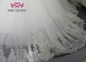 Crystal Lištovanie Luxusné Polovičný Rukáv Arabských plesové Šaty, Svadobné Šaty Nové, Plus Veľkosť Svadobné Šaty Biele Svadobné Šaty WX0139