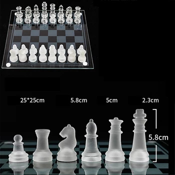 Crystal Medzinárodnej Šachovej Hre Doska Sklo Šach Elegantné Kúsky A Sklo Dosková Hra Matné Jasné 25x25cm