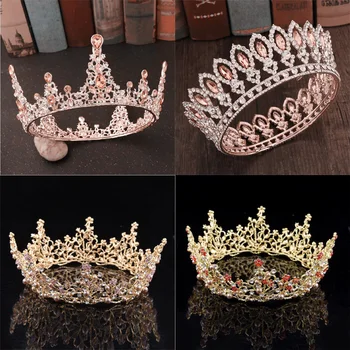 Crystal Vintage Royal Queen Kráľ Tiaras a Koruny, Muži/Ženy Sprievod Prom Diadem Vlasové Ozdoby, Svadobné Vlasy, Šperky, Doplnky