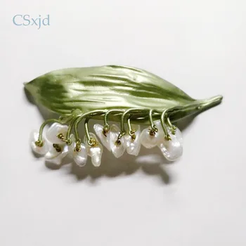CSxjd Vintage brošne Prírodné perly Kala lily pobočiek v pin Módne Brošňa Šatku Šperky