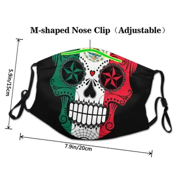 Cukor Lebky Ruže Unisex Opakovane Masku Na Tvár Mexiko Vlajka Anti-Bakteriálne Prachotesný Maska, Ochranný Kryt Respirátor Úst Utlmiť