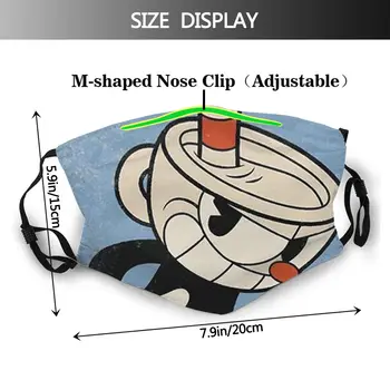 Cuphead Animovaných Postáv Mugman Spustiť Zbraň a Bojuje Hry Roztomilý Kreslený Hlavu Masku S Filtrom Ochrana Respirátor Utlmiť