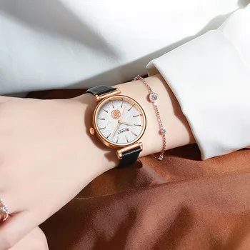 CURREN Dámske Hodinky Luxusné 2020 Módne Kože náramkové hodinky Quartz Žena Značkové dámske Hodiny s Kvetom