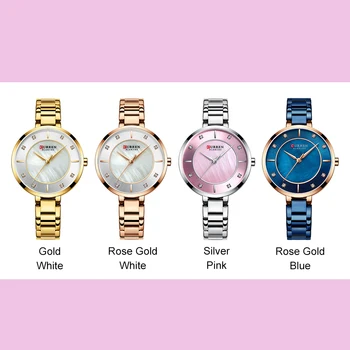Curren ženy hodinky Jednoduchosť módne jednoduché, bežné quartz rose gold/modrá/zlatý/strieborný ružová/zlaté dámske hodinky čas dary