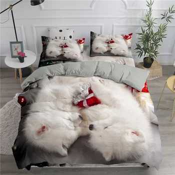 Cute Pet Dog posteľná bielizeň Nastaviť Kráľovná 3D Vytlačené Cumlík Perinu Obliečky 2/3ks domáci Textil, Luxusné housse couette 200x200