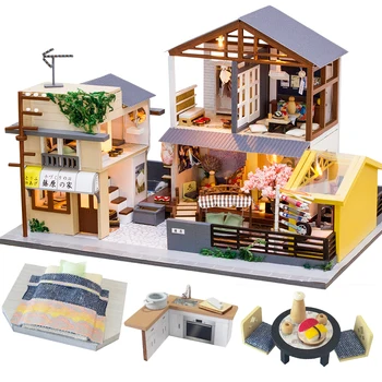 CUTEBEE DIY Drevený domček pre bábiky Doll House Miniatúrne s Nábytkom Auta Casa Hudby Led Svetlo, Hračky pre Deti Darček k Narodeninám PC902