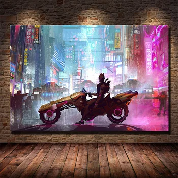 Cyberpunks Budúcnosti Pary City Wall Art Plagáty a vzory, Moderné Plátna Obrazov, na Obývacia Izba Dekor
