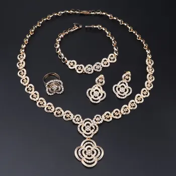 CYNTHIA Indické Šperky Svadobné Šperky Sady Zlatá Farba Crystal Strany Svadobný Kostým, Doplnky, Náhrdelníky Sady Darčeky pre Ženy