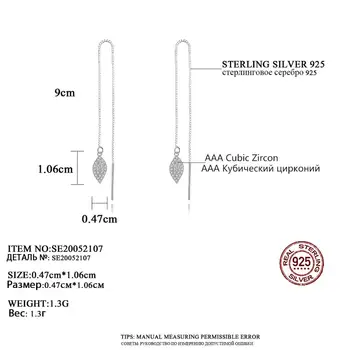 CZCITY 925 Sterling Silver Strapec List-Tvarované Drop Náušnice pre Ženy Výročie Svadby AAA CZ Jemné Šperky Brincos SE20052107