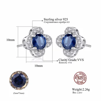 CZCITY Módne Stud Náušnice Vložkou Vytvorené Kolo Royal Sapphire Blue Topaz Ženy 925 Sterling Silver Náušnice Jemné Vintage Šperky