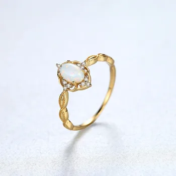 CZCITY Nádherné Vintage Dizajn Blue/White Fire Opal Prstene pre Ženy 925 Sterling Silver Bridals Zásnubné Prstene, Šperky