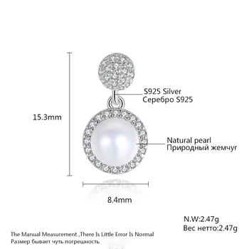 CZCITY Roztomilý Okrúhly Tvar Malých Stud Náušnice pre Ženy 925 Sterling Silver 6-7mm Chlieb Prírodné Sladkovodné Perly Značky Šperky
