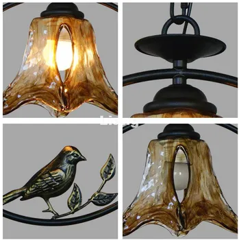 D37cm Nordic Prívesok lampa Bohemia Vintage Vták Vidieku Prívesok Svetlo Európskej LED E27 110V220V Dekorácie Prívesok na Čítanie Svetlo