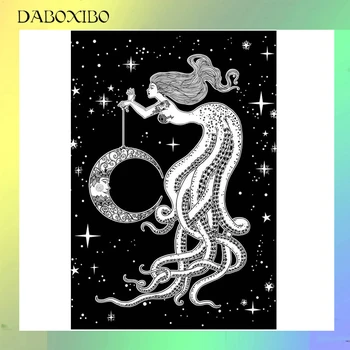 DABOXIBO Octopus Dievča Jasné Známky Pre DIY Scrapbooking/Karty Tvorby/Foto Album Silikónové Dekoratívne Remesiel 13X13