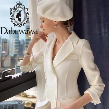 Dabuwawa Vintage Vlna Zimný Kabát Ženy Dlhý Rukáv Elegantné Krídla Pás Ženský Outwear Kabát na Jeseň Streetwear Oblečenie DT1DLN018