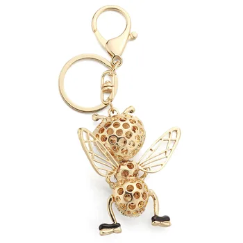 Dalaful Crystal Bee Keychains Keyrings Smalt Trinket Tvorivé Hmyzu Krúžok Reťazca pre Ženy Taška Prívesok Šperky Darček K367