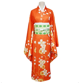 Danganronpa 2 Hiyoko Saionji Cosplay Kostýmy Hiyoko Orange Šaty Kimono Sady Syntetické Vlasy, Parochne Pre Ženy, Dievčatá Halloween