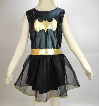 Dark knight BAT Dievčatá Kostým TuTu Šaty Halloween Kostým (3-9Years) 4pcs/1set Party Šaty Vynikajúca na šitie
