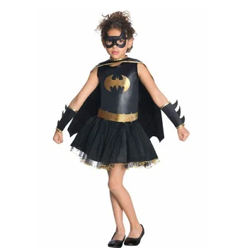 Dark knight BAT Dievčatá Kostým TuTu Šaty Halloween Kostým (3-9Years) 4pcs/1set Party Šaty Vynikajúca na šitie