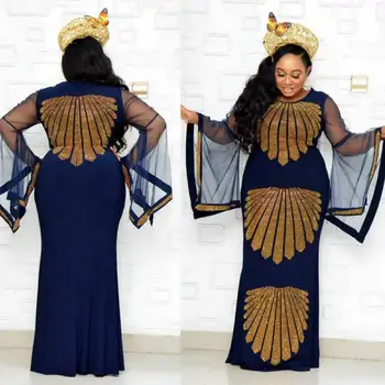 Dashiki Oka Prehrabať Rukáv Župan Afriky Šaty 2020 Nové Módy sexy ôk siete čipky večer party šaty Afriky šaty pre ženy