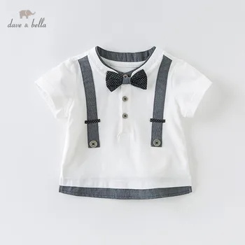 DB13965 dave bella baby chlapci lete dieťa dieťa fashion t-shirt batoľa top deti vysokej kvality tees pekný bavlnené oblečenie
