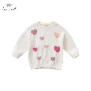 DBJ14942 dave bella jeseň roztomilé dievčatká milujú pletený sveter deti móda batoľa boutique topy