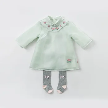 DBM12915 dave bella jar baby girl Čínskej štýlu kvetinové šaty deti fashion party šaty deti detská lolita oblečenie