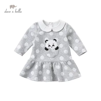 DBS14488 dave bella jeseň baby girl je roztomilý kreslený panda bodky šaty deti fashion party šaty deti detská lolita oblečenie