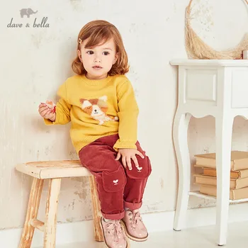DBZ14560-2 dave bella jeseň baby dievčatá módne cartoon vrecká, nohavice deti plnej dĺžke deti nohavice infant batoľa nohavice